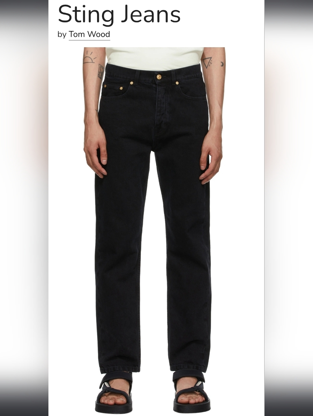 TOM WOOD Black Straight-Leg Jeans with Gold Hardware 32x32